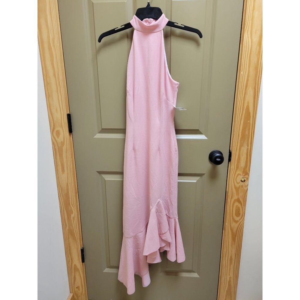 The Fashion Poet High-Neck Ruffle-Trim Dress, Pink, Size: XS - Picture 5 of 5
